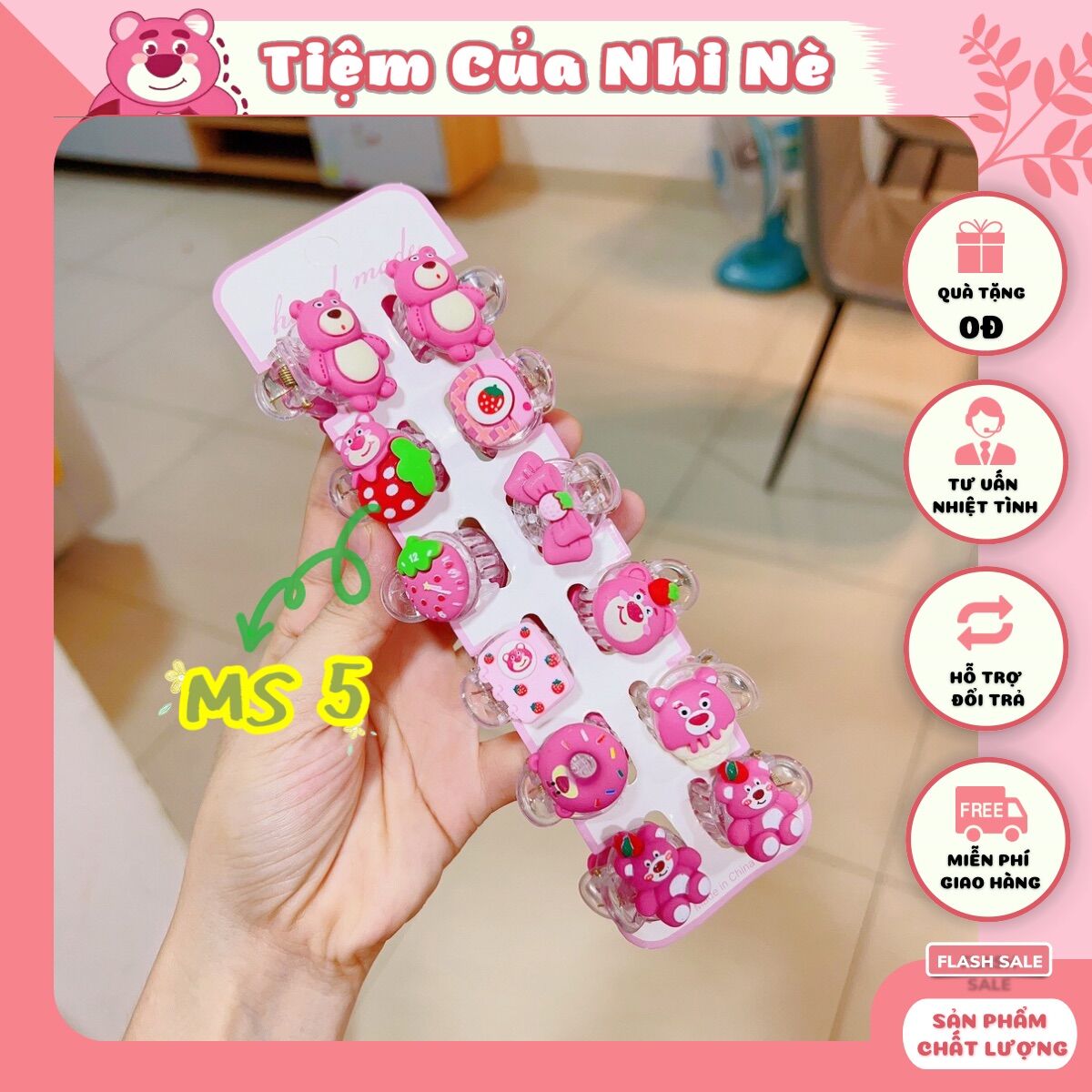KẸP TÓC CÀNG CUA MINI GẤU DÂU LOTSO