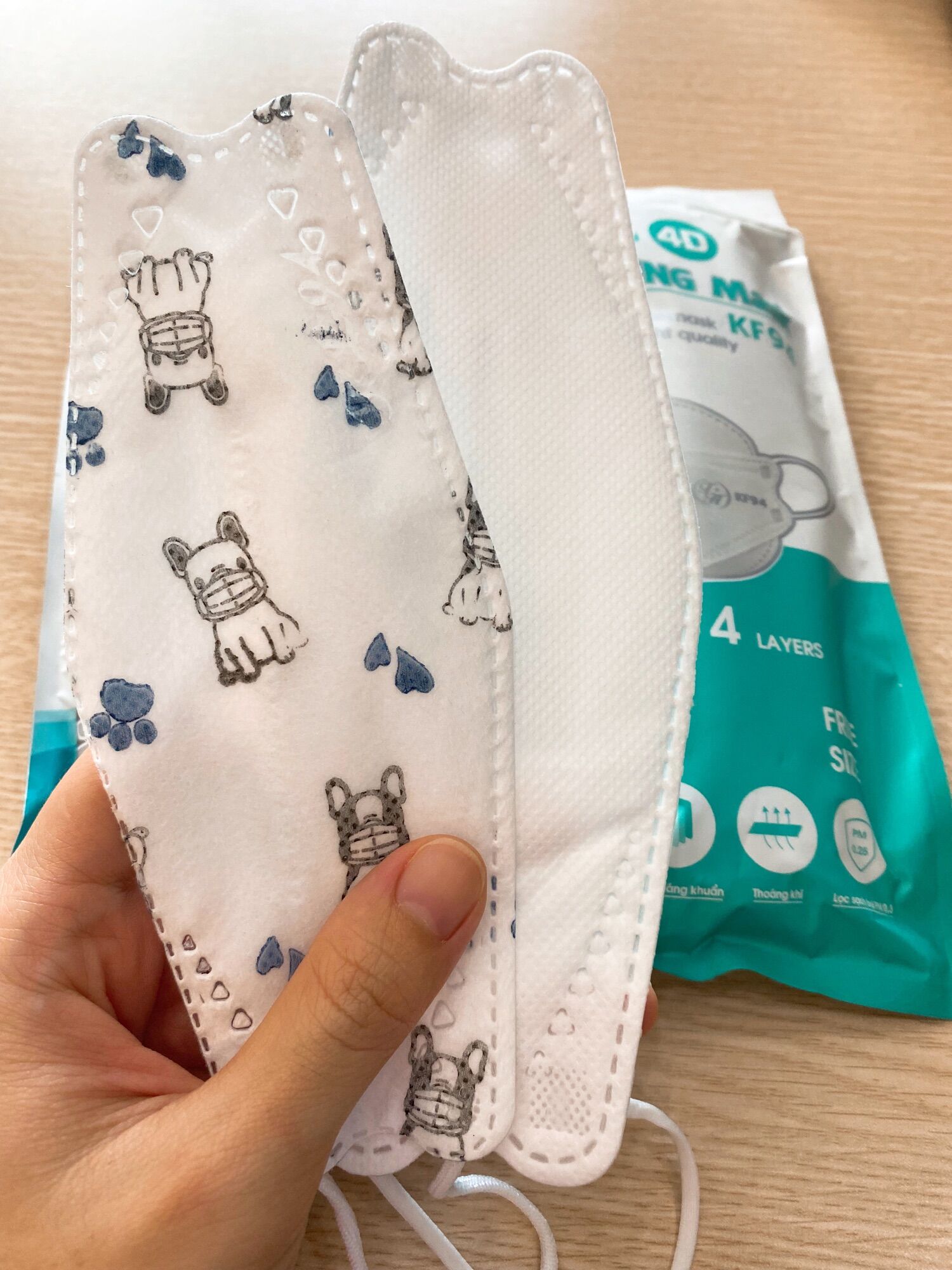 Combo 50 khẩu trang 4d kf94 cho trẻ em
