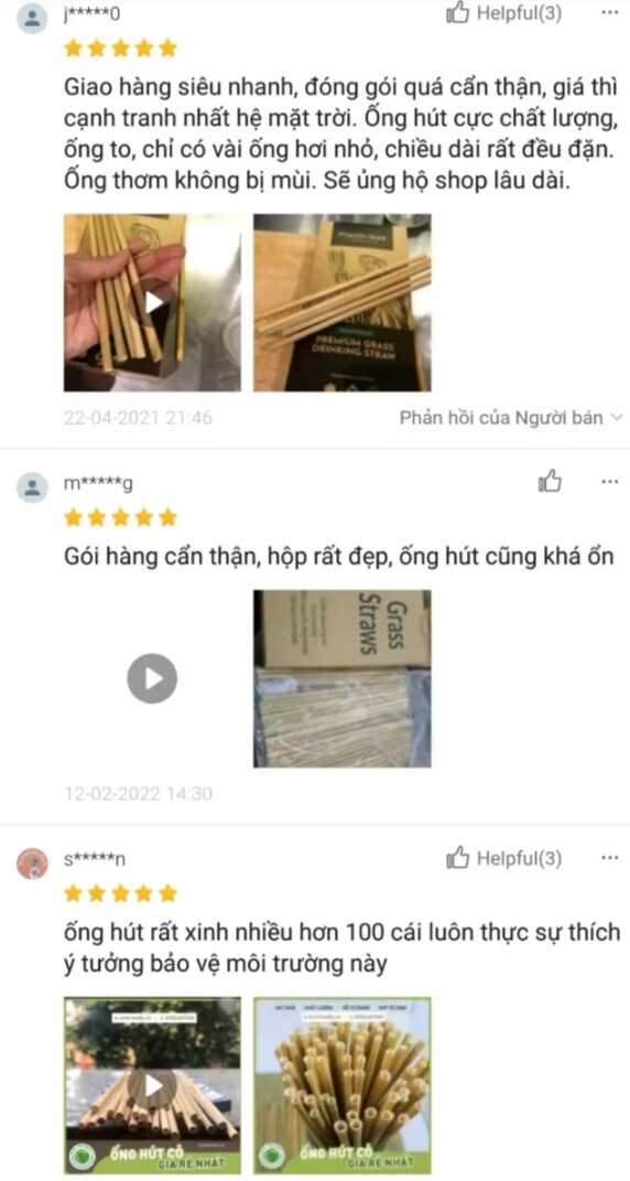Ống hút cỏ bọc giấy từng ống 20cm, 6.5 - 8mm