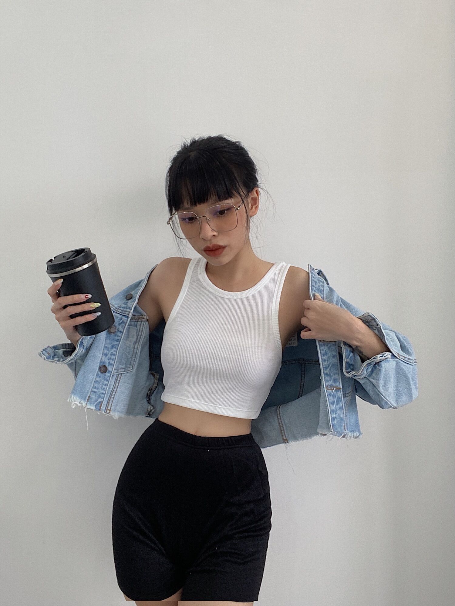 Áo ba lỗ trơn dáng croptop chất thun gân Mỹ