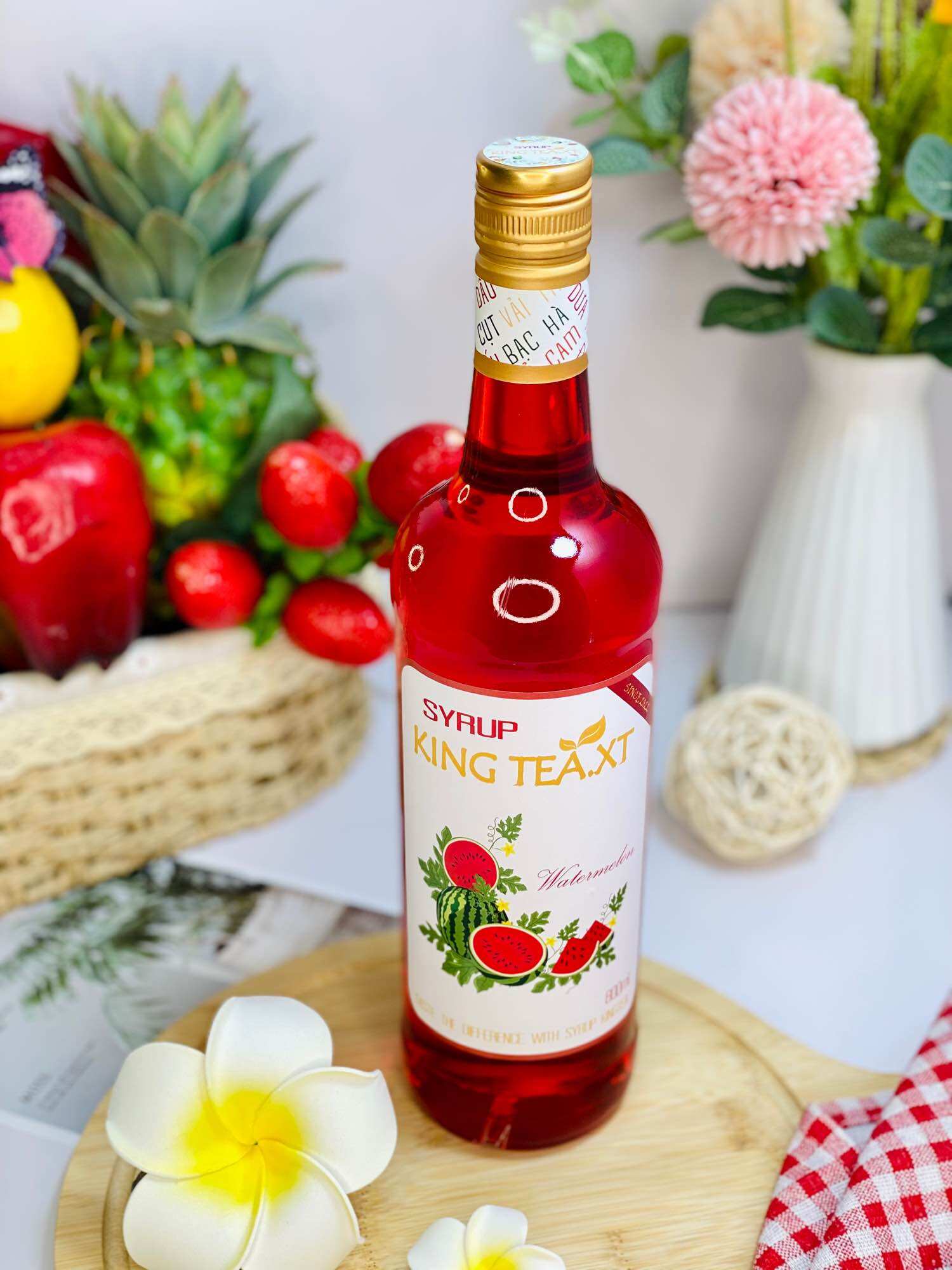 Syrup DƯA HẤU Pha Chế ( Syrup WATERMELON)KINGTEA.XT-Chai Thuỷ Tinh 800ml