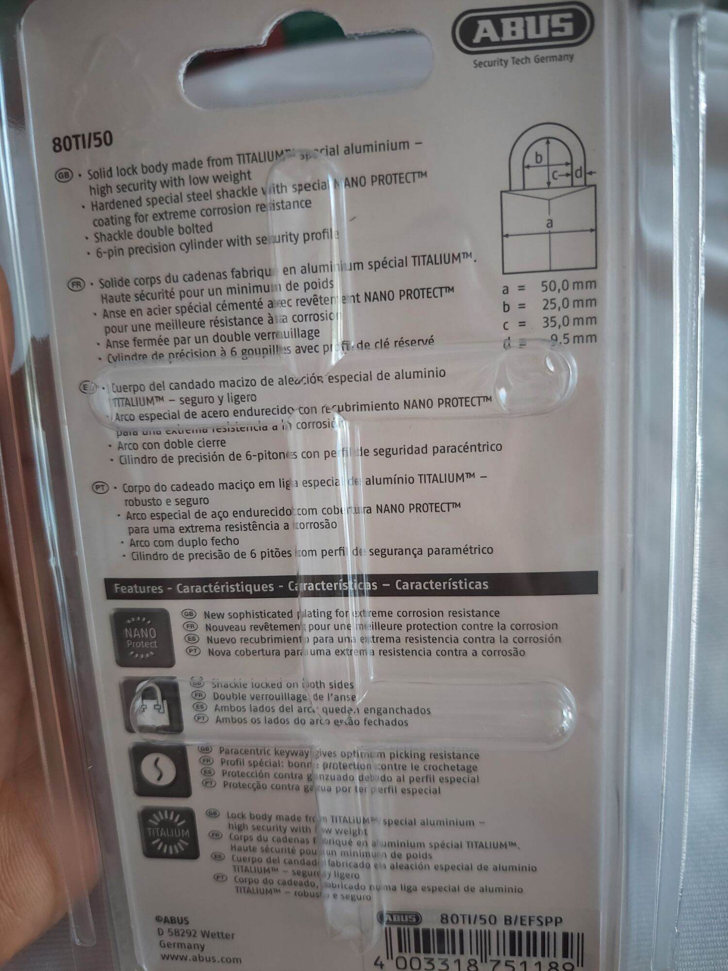 Ổ Khóa Abus Siêu Bền 80Ti/50