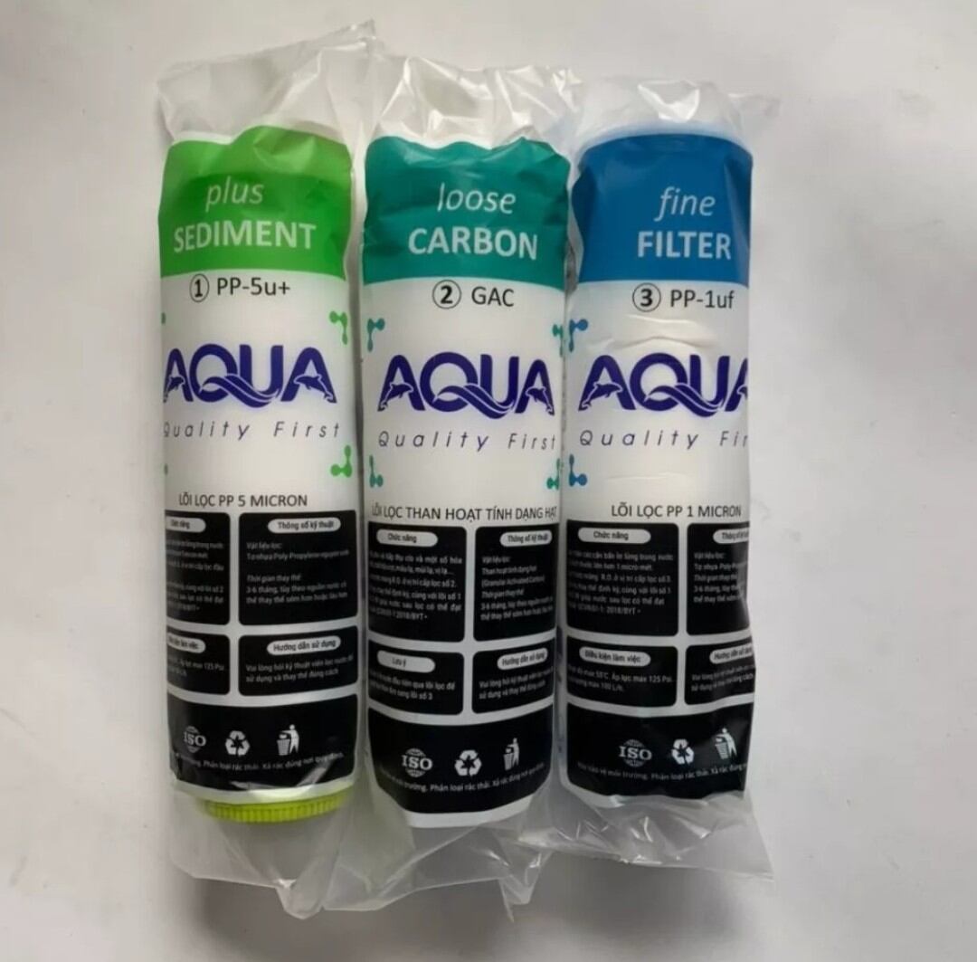 Bộ 3 lõi lọc nước RO cao cấp AQua lõi số 1,2,3 lọc cặn bẩn li ti trong nước