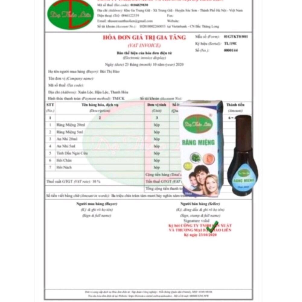 Tinh dầu răng miệng Dạ Thảo Liên