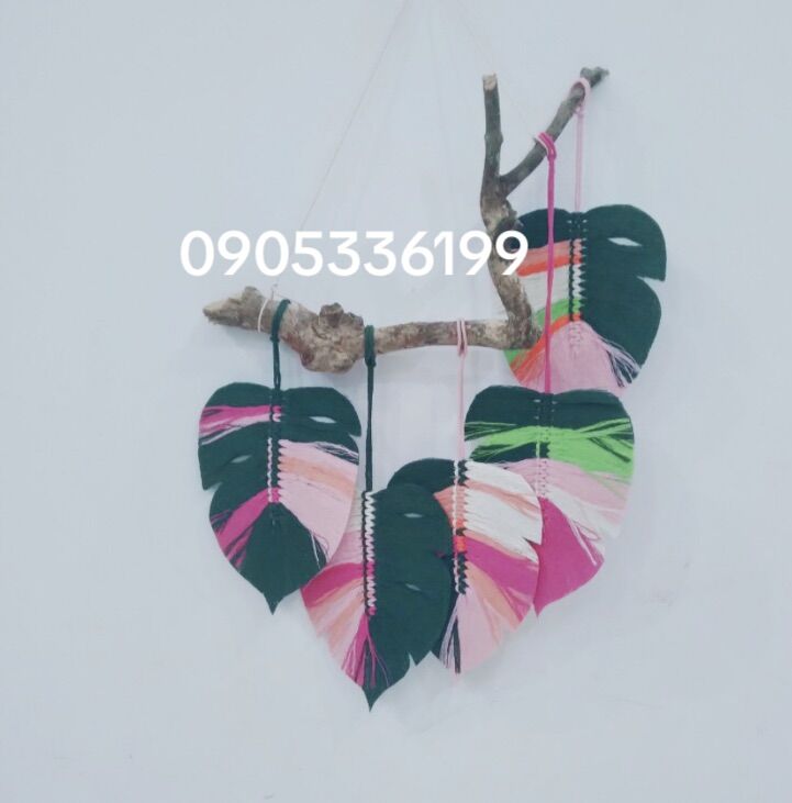 Cành lá macrame có phun keo định hình