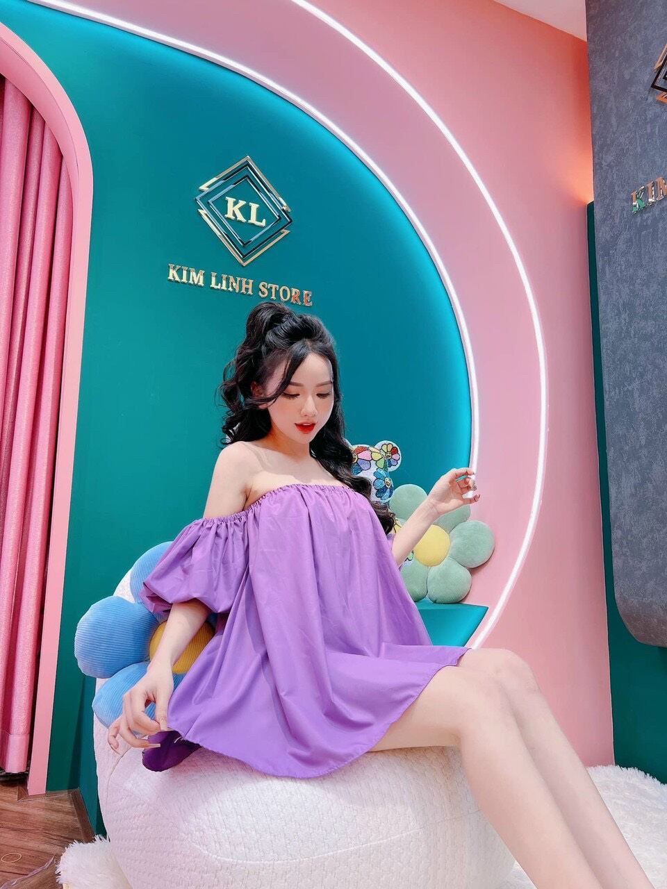 Áo kiểu bẹt vai tay phồng