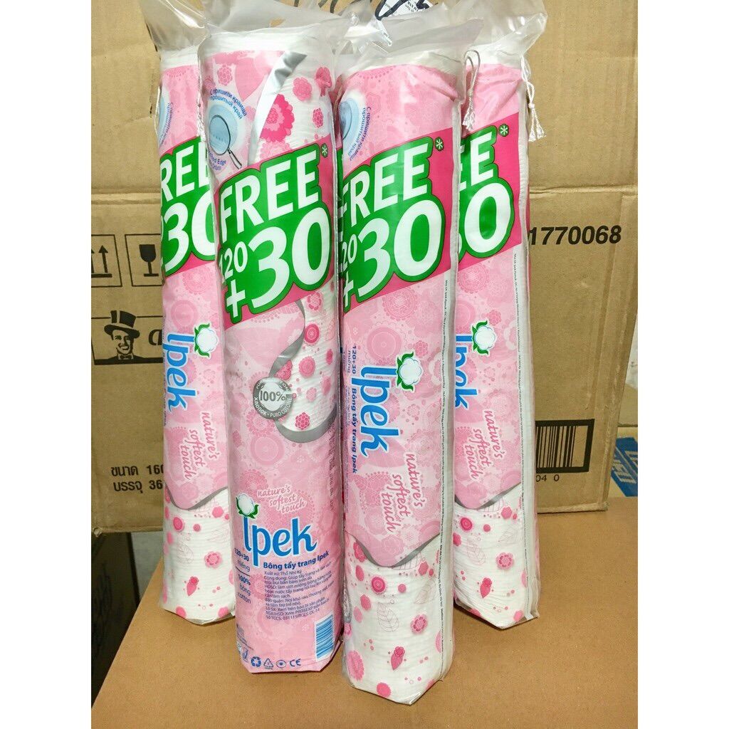 Bông tẩy trang 100% cotton ipek , bông tẩy trang aura 150 miếng