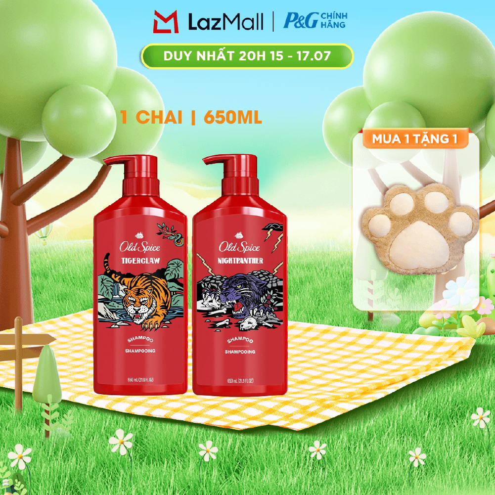 Dầu Gội Xả OLD SPICE Nhập Khẩu Mỹ 2IN1 Hương Nước Hoa Cho Nam Night Panther/ Tigerclaw Chai 650ML