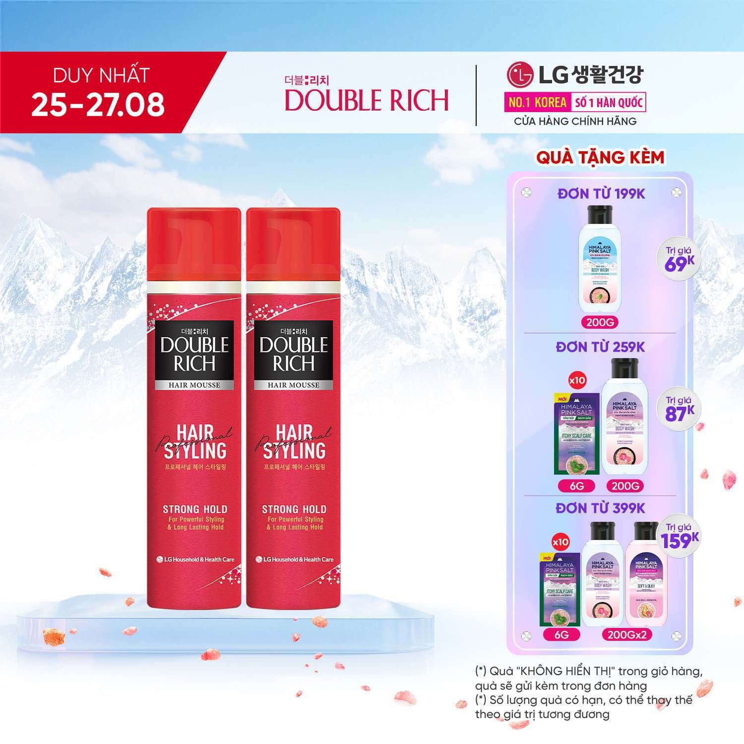 Combo 2 Mousse tạo kiểu tóc Double Rich tạo kiểu tóc cá tính 150ml