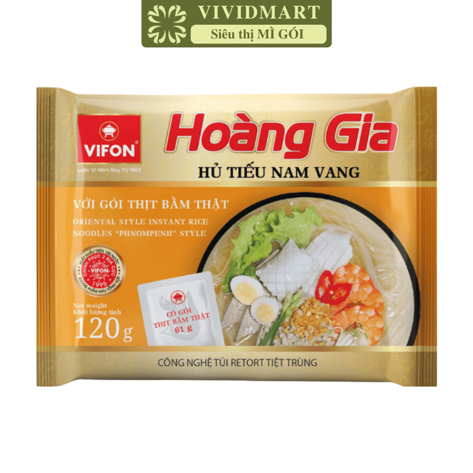 [1 PACKAGE] - VIFON - HOANG GIA ORIENTAL STYLE INSTANT RICE NOODLE - PHNOM PENH STYLE (120G/PACKAGE)