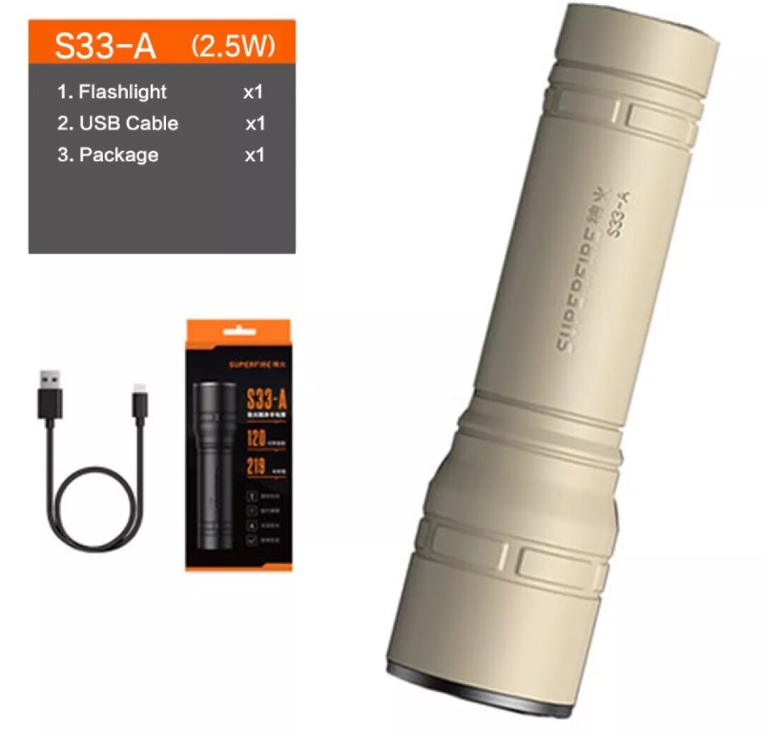 Đèn pin led sạc usb thương hiệu supfire s33-a. 3 chế độ chiếu xa 300m.