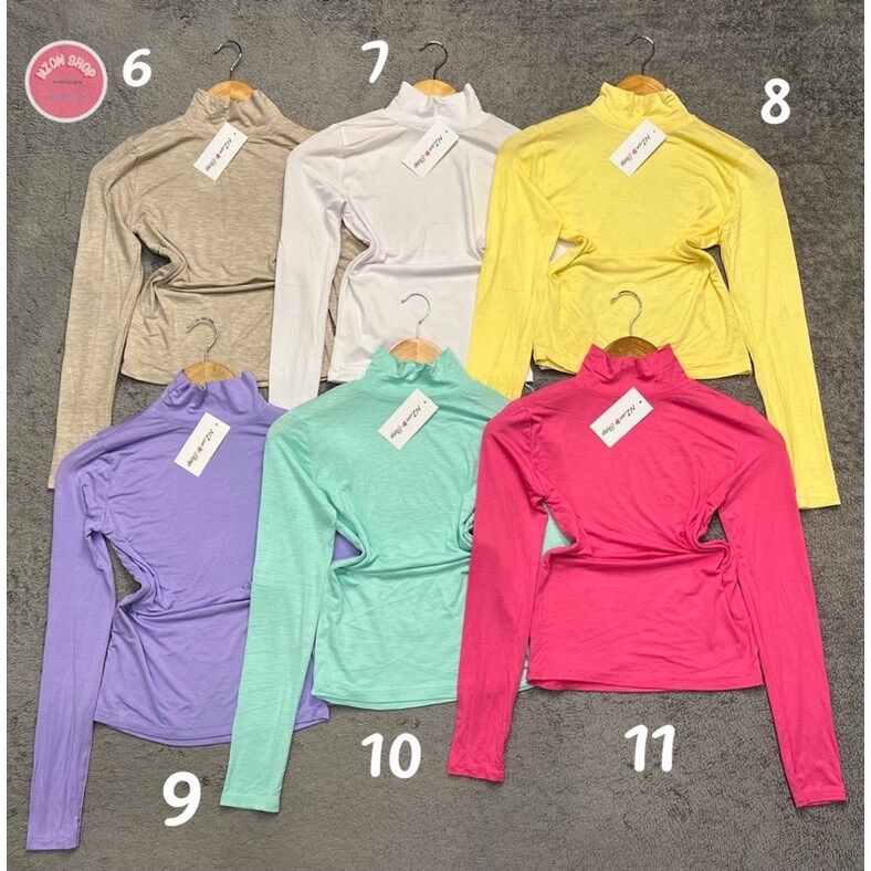 Combo 3 áo thun trơn cổ lọ tay dài
