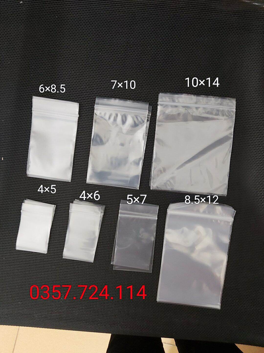 1 kg túi zip mỏng mép miết trắng chọn size