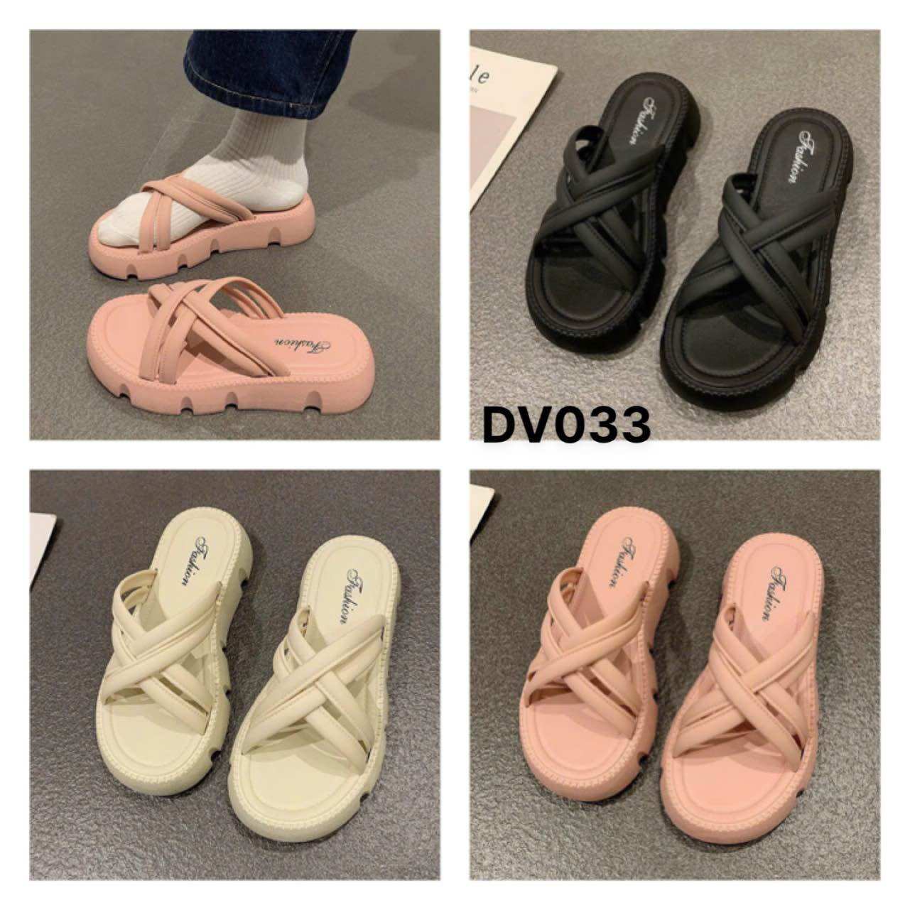 Dép nữ thời trang quai chéo đan đế 3p DV033