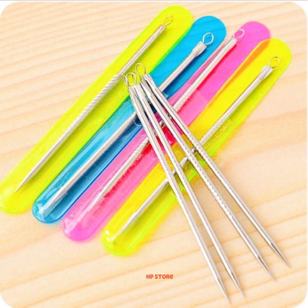 🍭Cây Nặn Mụn 2 Đầu, Que Nặn Mụn Cao Cấp Inox Hàng Chuẩn Loại 1 Dài 12cm (Có Bao Kèm Theo)🍭
