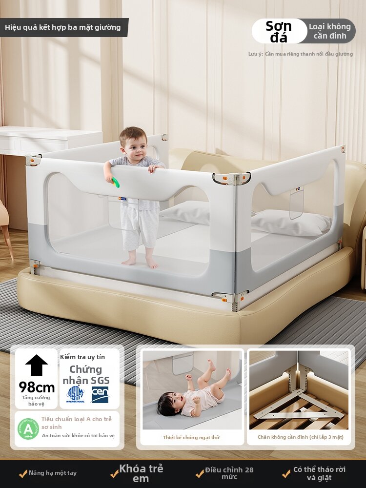 M-castle | Hàng Rào Giường An Toàn Điều Chỉnh Chiều Cao cho Trẻ Sơ Sinh