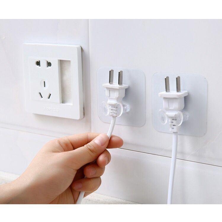 Móc dán tường treo phích cấm điện trong suốt