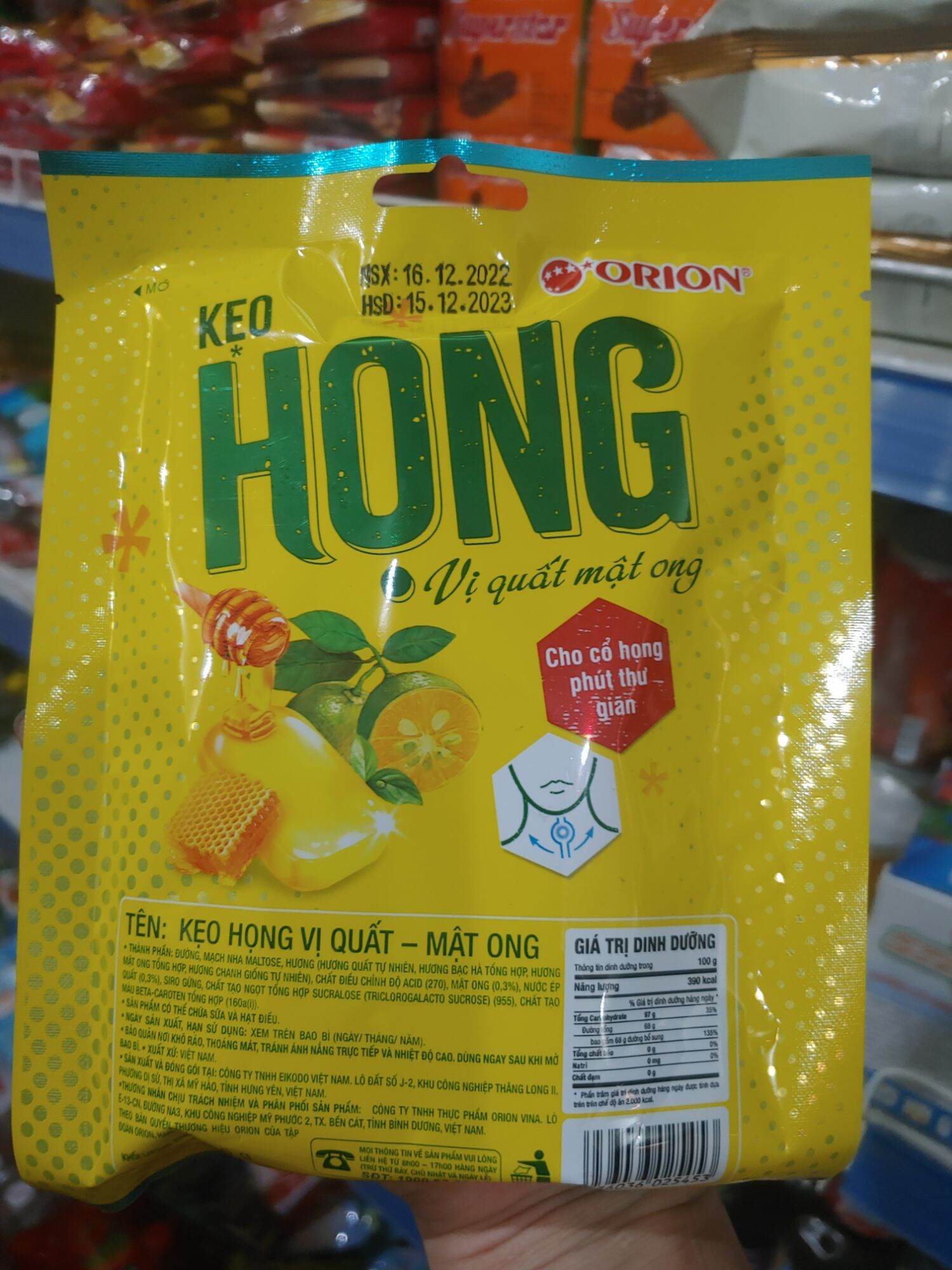 Kẹo Họng vị quất mật ong