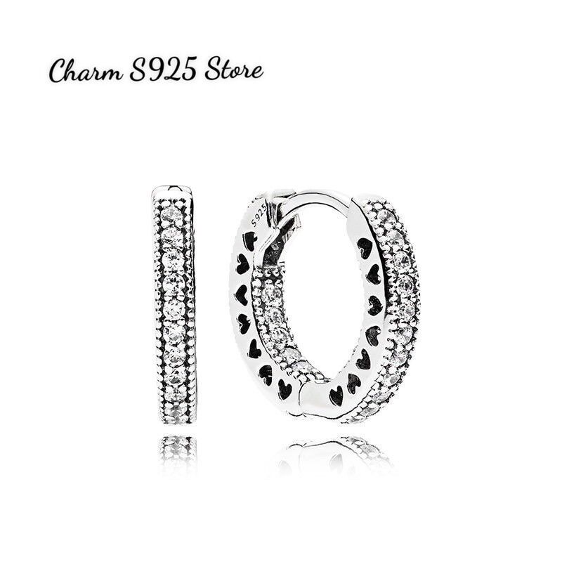 PAN ALE KHUYÊN TAI TRÒN ĐÍNH ĐÁ BẠC S925 CAO CẤP