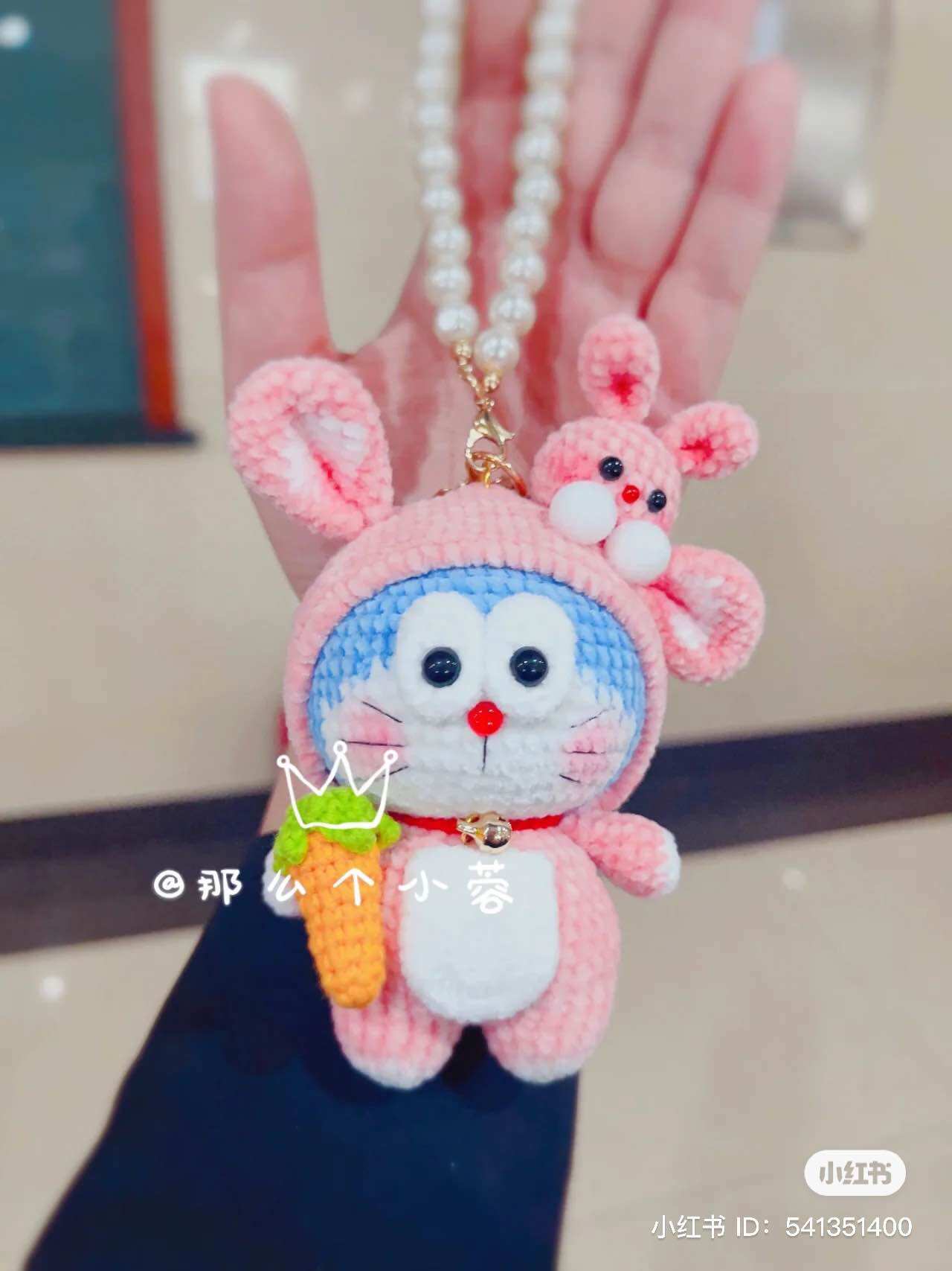 Móc khoá doremon mũ thỏ siêu cute/ mèo mon len handmade