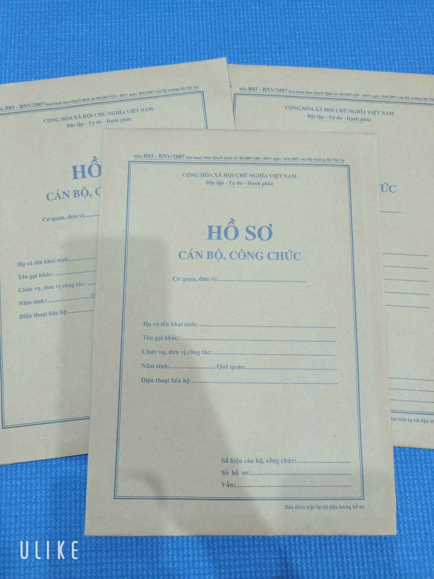 Hồ Sơ Cán Bộ Công Chức (2 bộ)