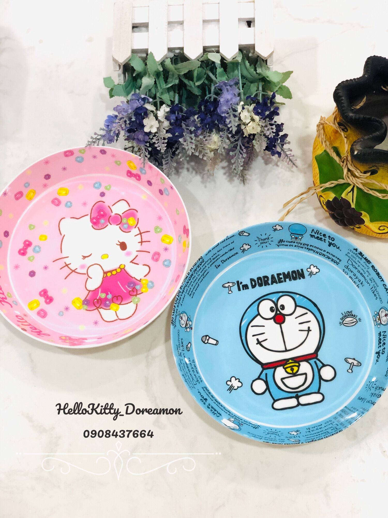 Dĩa tròn sâu lồng HelloKitty Doreamon
