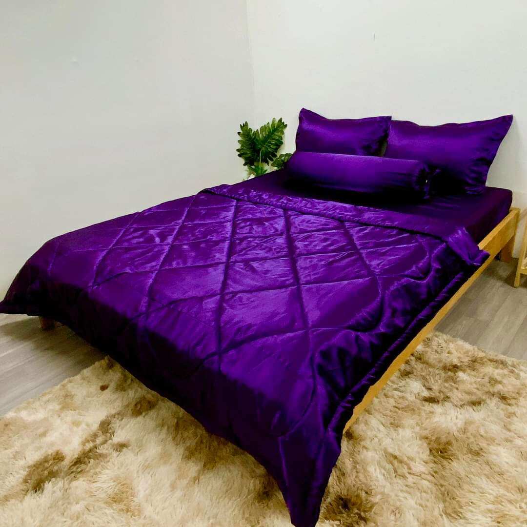 Bộ ga và vỏ gối phi lụa tím cẩm