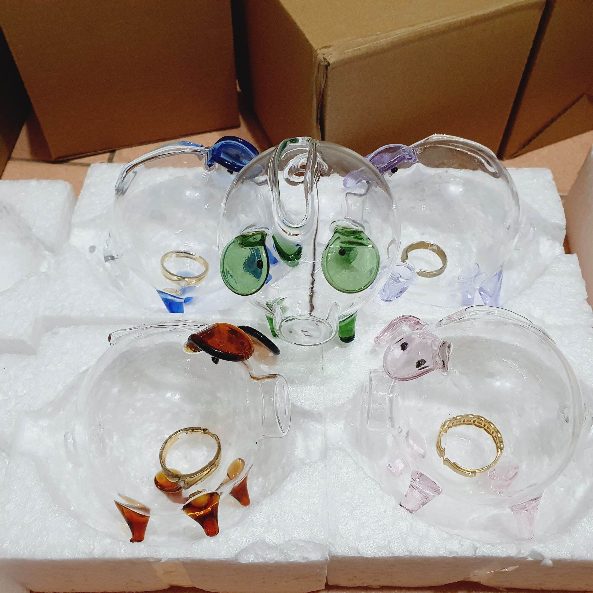 Mini Glass Piggy Bank Holds Lucky Money