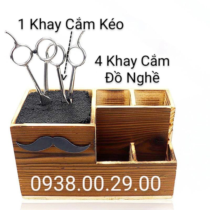 Khay Đựng Tông Đơ Cắt Tóc Barber Shop. Hộp Gỗ Cắm Kéo Cắt Tóc Khay Đựng Đồ Nghề Cắt Tóc.(Ảnh thật). 