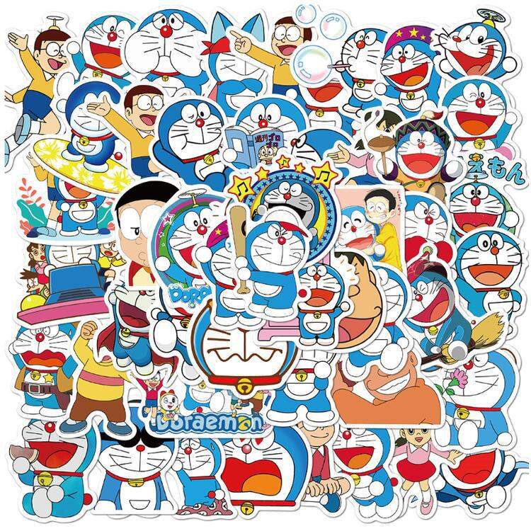 Set 50 miếng sticker hình dán chống nước Doraemon