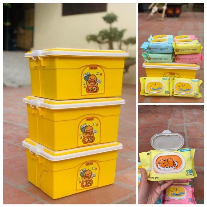 Thùng 10 gói khăn ướt vịt vàng- giấy ướt