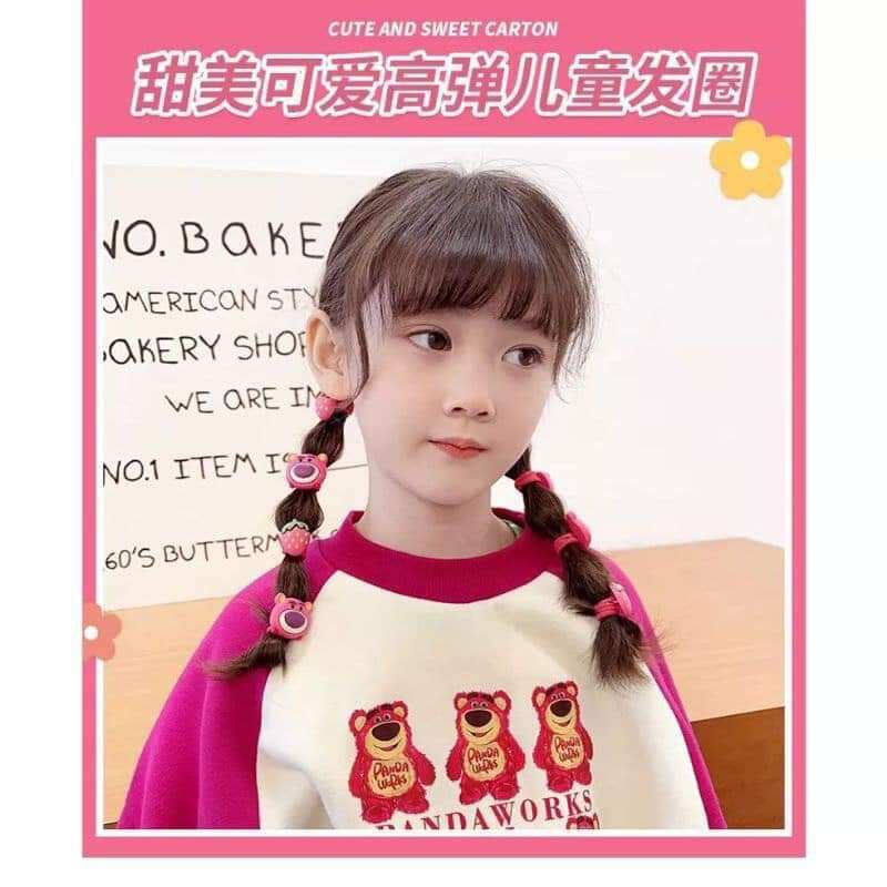 combo 10 dây cột tóc gấu dâu cho bé ( ngẩu nhiên)