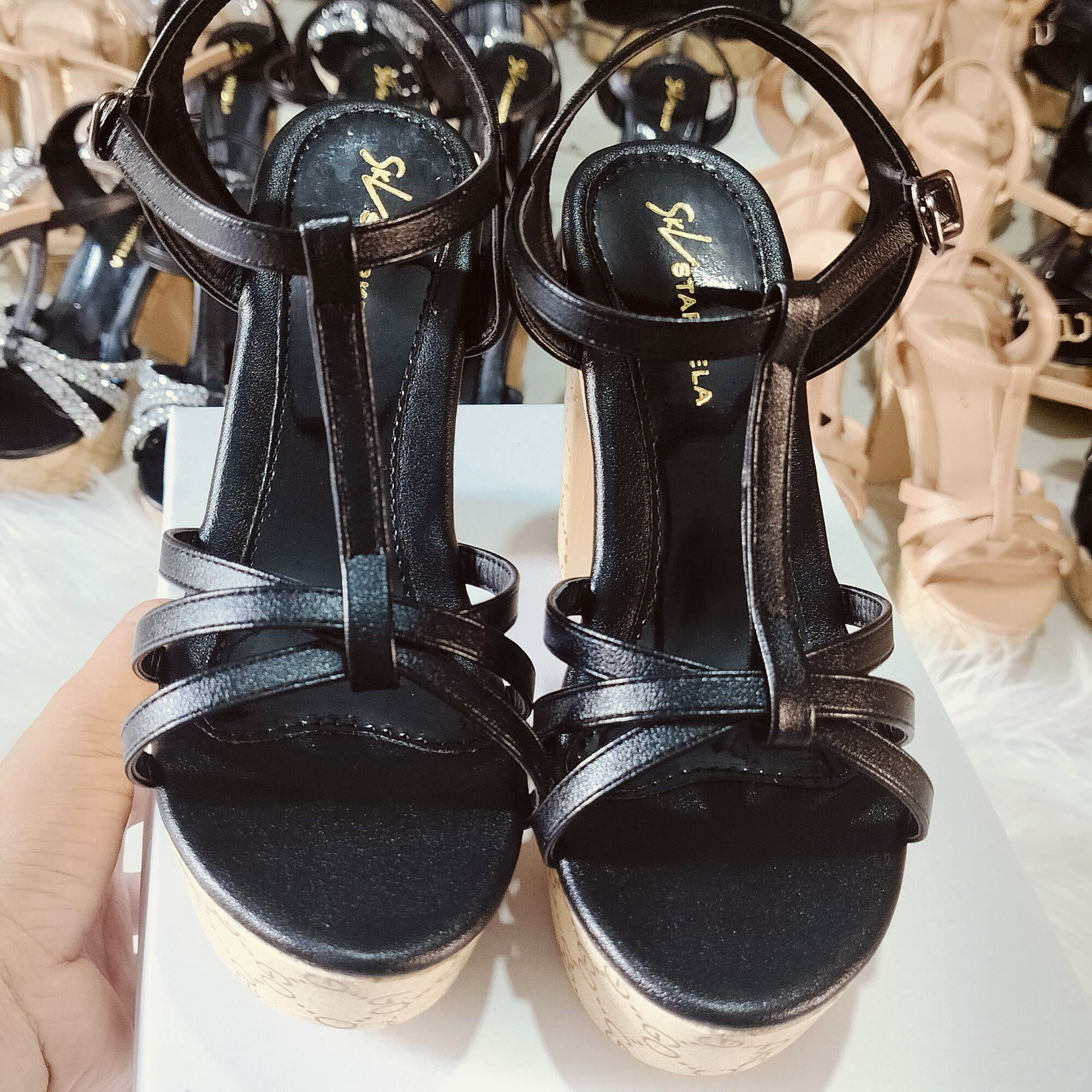 Dép Cao Gót Nữ  12P Khóa Gài