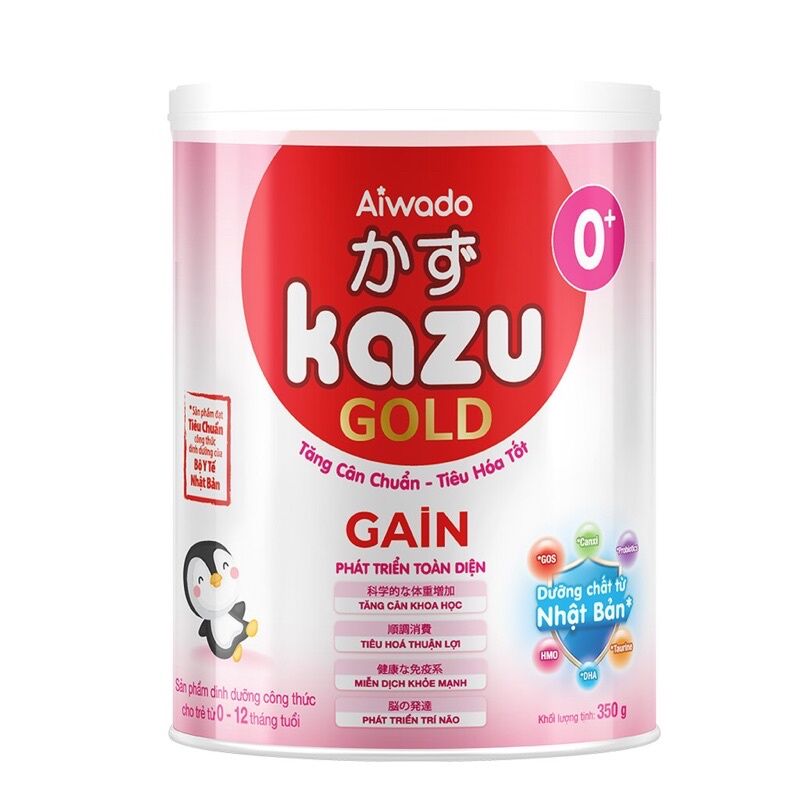 Tặng 1 chén sứ - COMBO 2 lon sữa kazu Gain gold 0+, 1+, 2+. 810g
