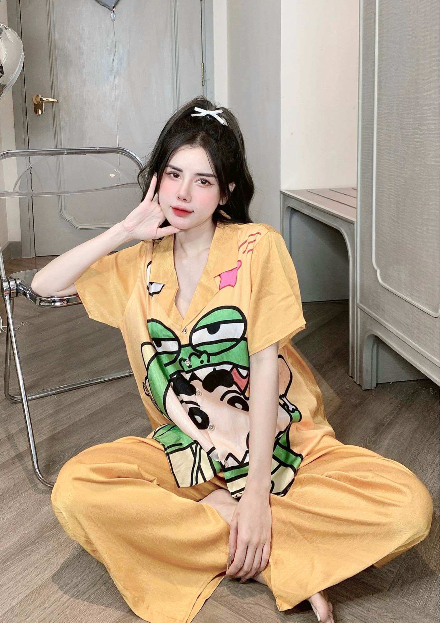 (55-75kg) Đồ Bộ Lụa Xước Bigsize Hoạ Tiết siêu kute