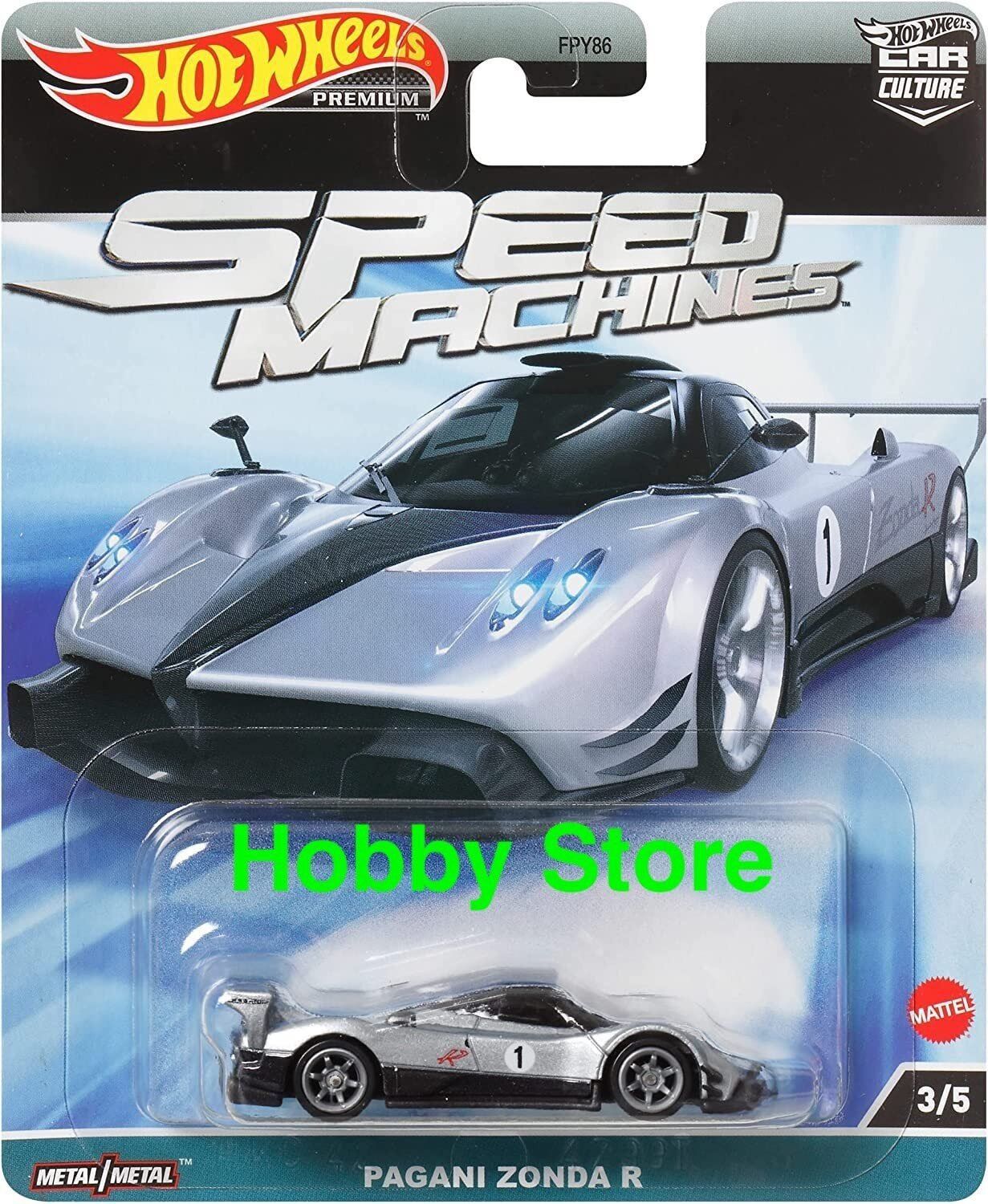 Hobby Store xe mô hình Hot Wheels Premium Speed Machines Pagani Zonda R Xám