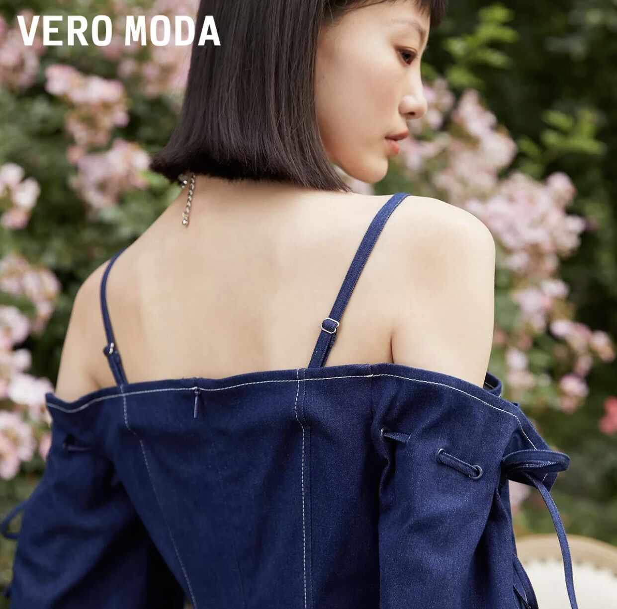 [Size S] Đầm jean trễ vai tiểu thư Vero Moda