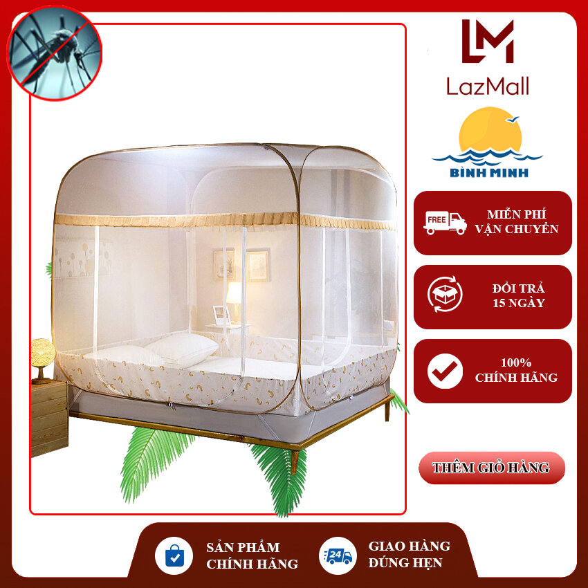 Màn Ngủ Tự Bung Chống Muỗi Cao Cấp Đỉnh Rộng Có Chân Viền Khung Thép Chịu Lực Độ Bền Cao Hàng Việt Nam - Bình Minh  [ màn chụp gấp gọn thông minh, màn ngủ chống muỗi, mùng xếp gọn thông minh ,mung xếp thông minh ]