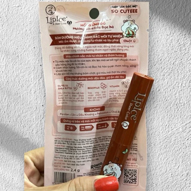 SON DƯỠNG LIPICE SÔCÔLA 2,4G MÔI HỒNG ỬNG ĐỎ