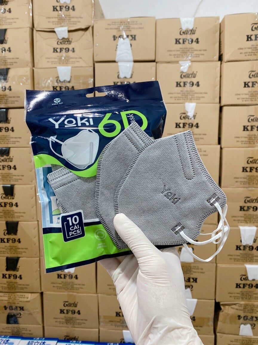 Combo 50 cái khẩu trang màu xám 6d yoki 5 lớp kháng khuẩn