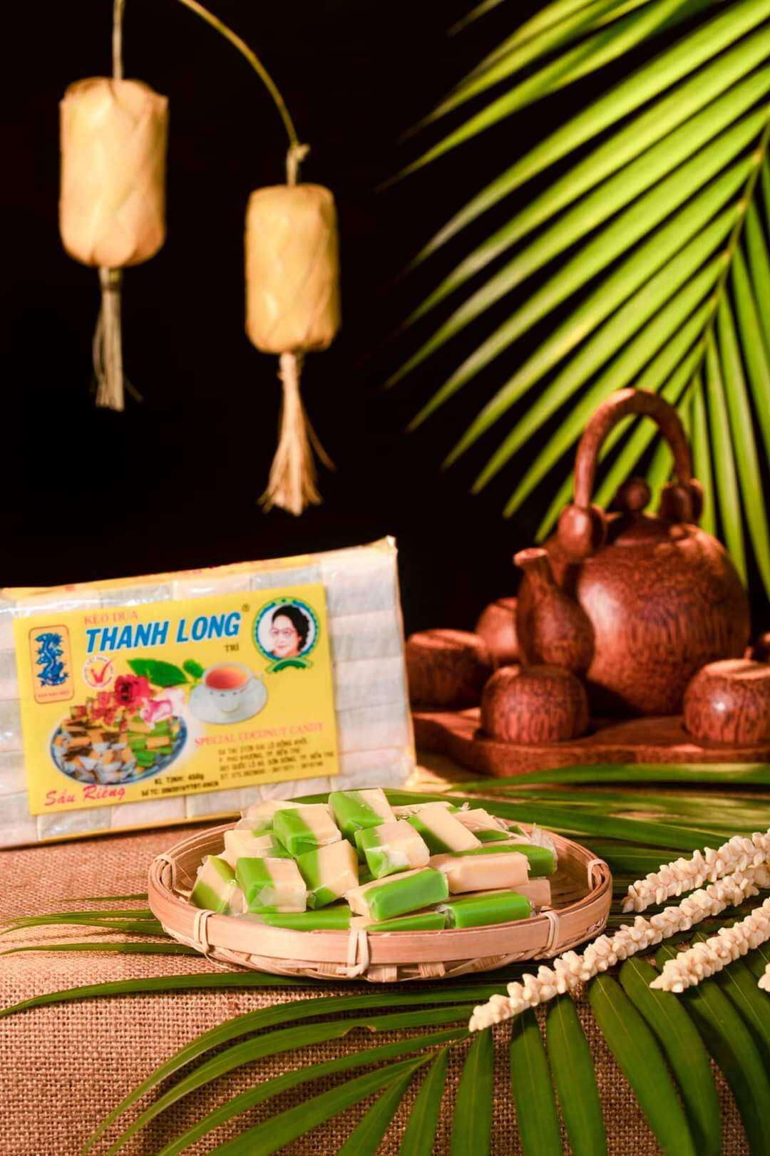 Kẹo dừa sữa dứa sầu riêng Thanh Long 450g ( Kẹo dừa dứa 2 màu truyền thống)