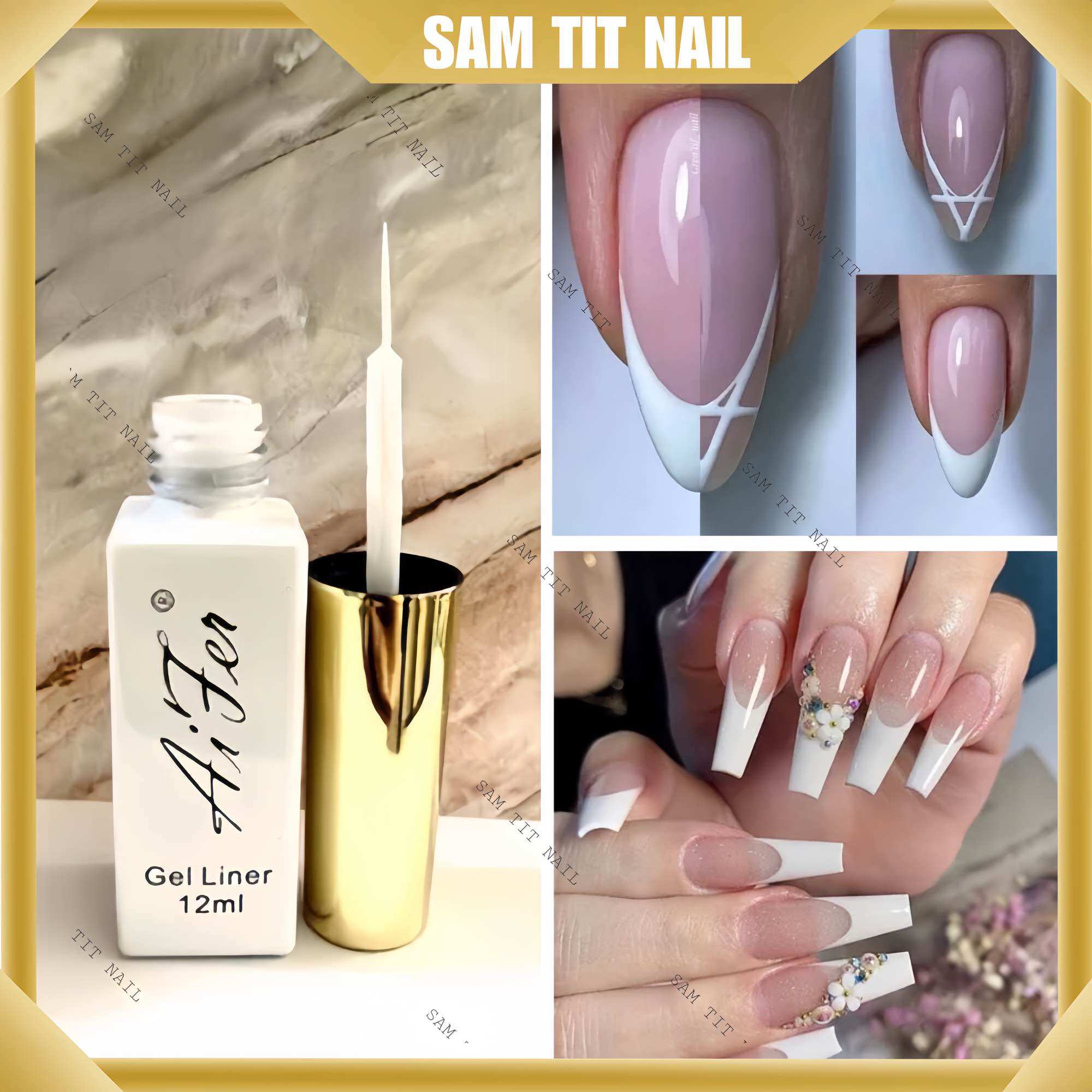 Sơn phen đầu móng trắng đen - Sơn aifer cọ nét - Gel vẽ nét trắng đen