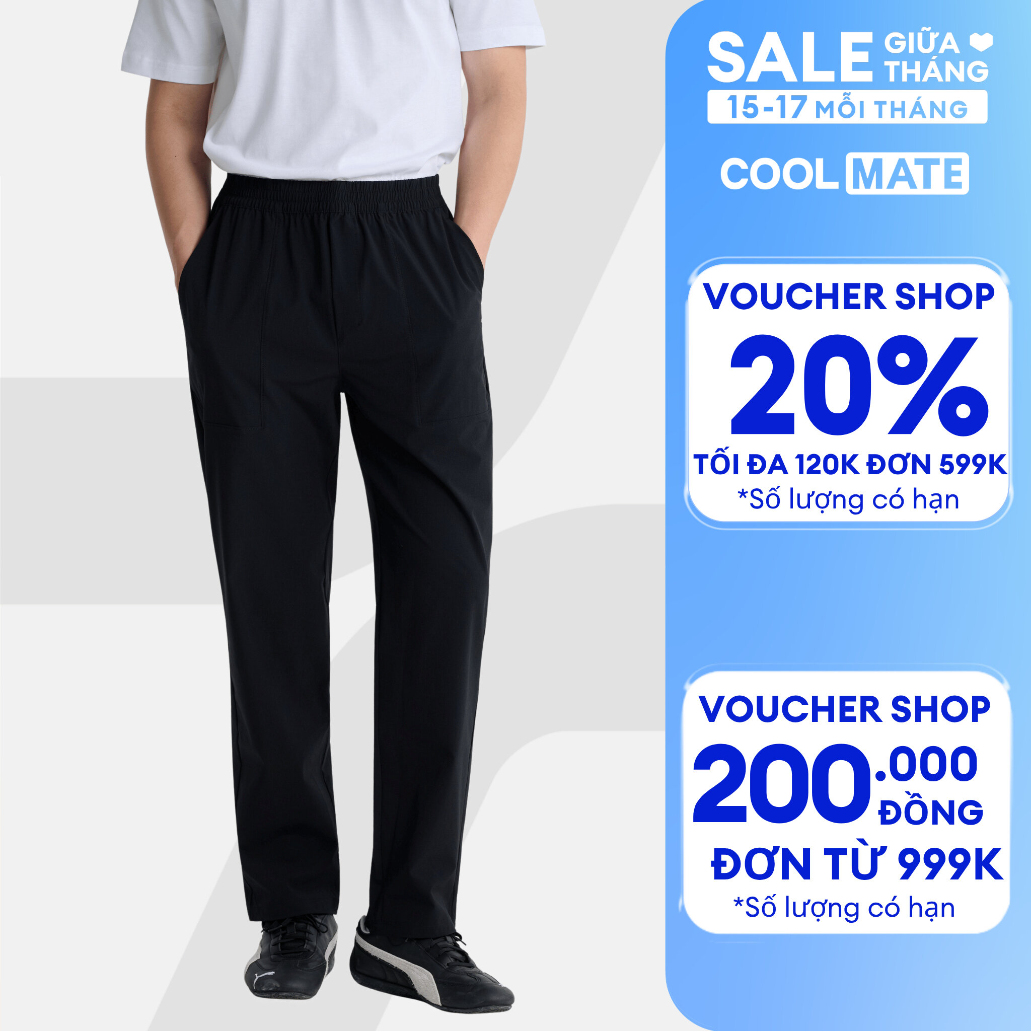 Quần dài nam ECC Ripstop Pants trượt nước, chống bám bụi, thoáng khí, Quần mặc đi làm, đi chơi Coolmate