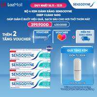 Bộ 4 Kem đánh răng SENSODYNE Deep Clean 160g giúp giảm ê buốt hiệu quả, sạch sâu cho hơi thở thơm mát