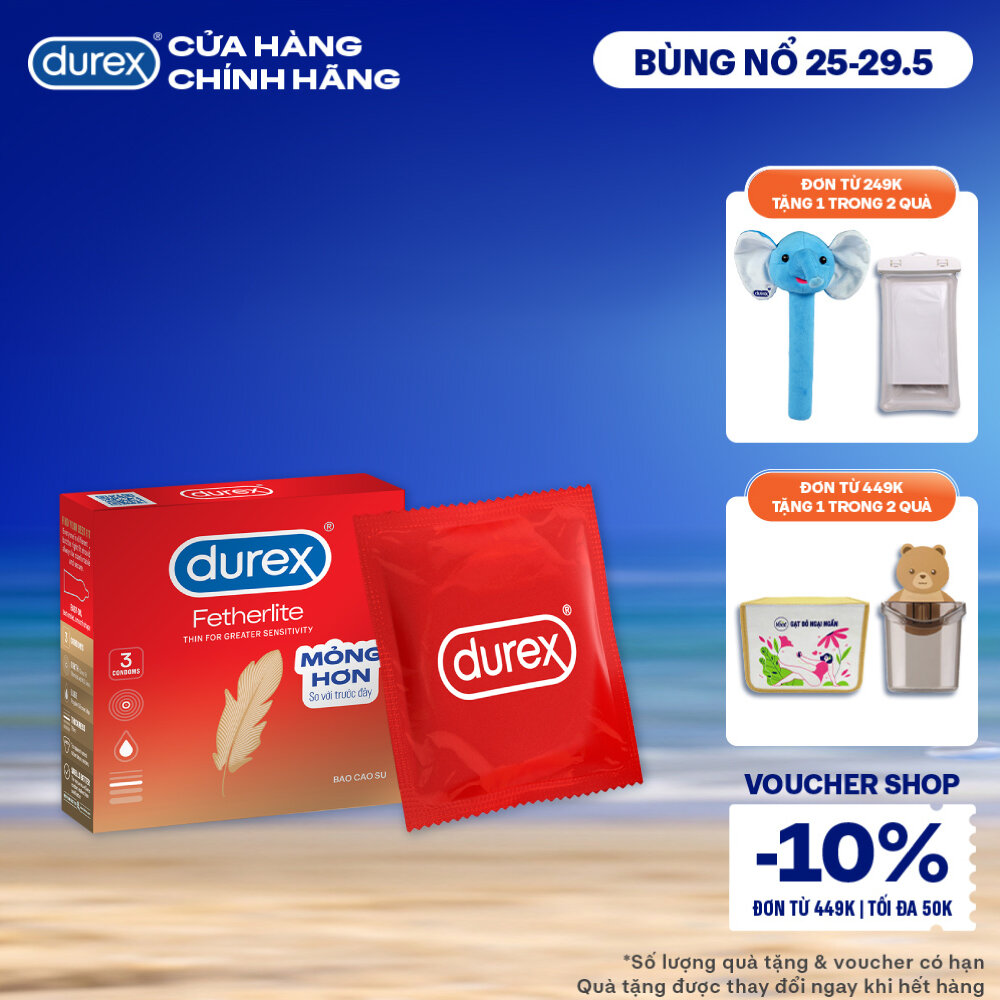 Durex Fetherlite Condoms Are Ultra-Thin, Size 52.5mm, 3 Packs/Box