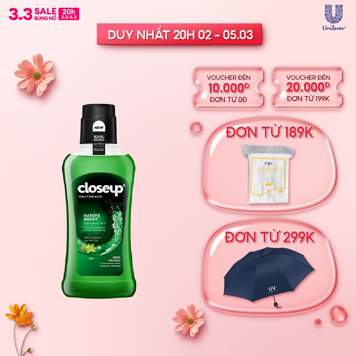 Nước súc miệng CloseUp Nature Boost 500ml