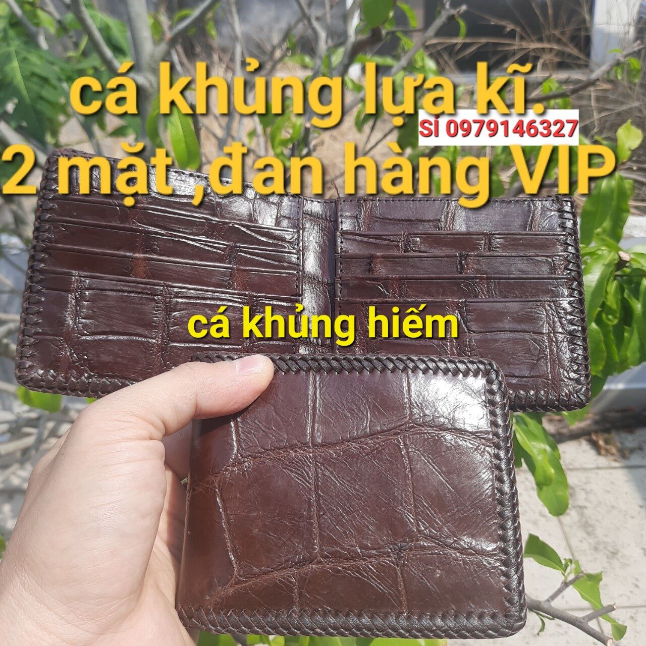 VÍ DA ĐAN VIỀN .DA CÁ SẤU THẬT 2 MẶT.CÁ SẤU THẬT 100%