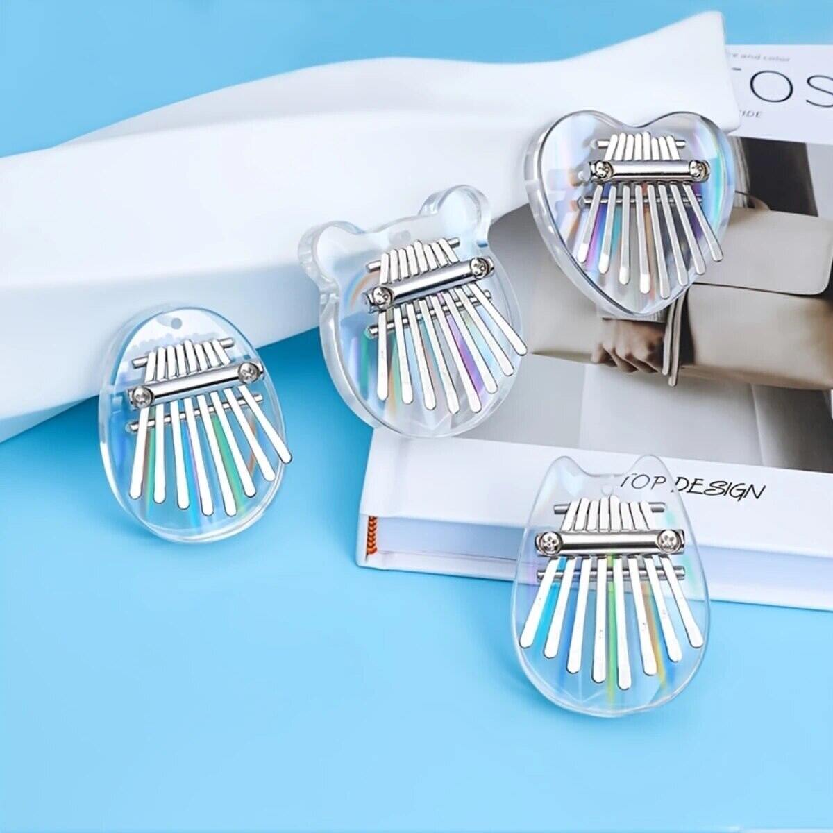 Miwayer 8 Chìa Khóa Mini Kalimba Rainbow Trong Suốt Thiết Kế Trái Tim Acrylic Ngón Tay Cái Đàn Piano Cầm Tay Ngón Tay Nhạc Cụ
