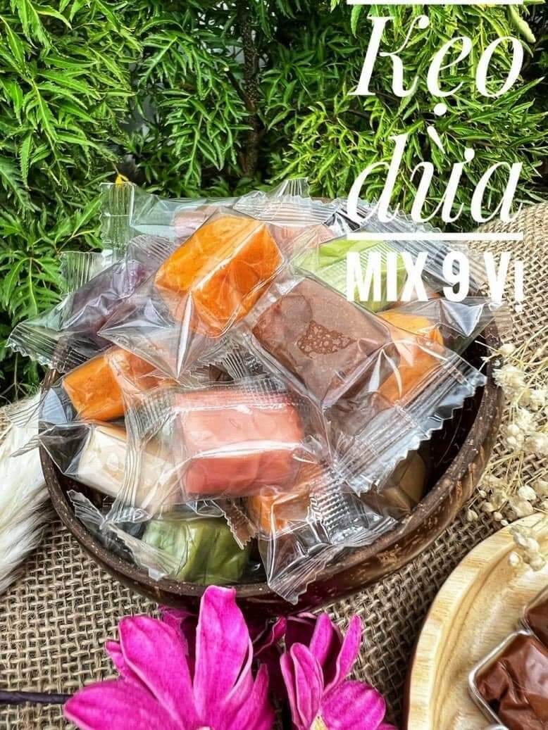 Kẹo dừa thập cẩm Bến Tre mix 9 vị 500g