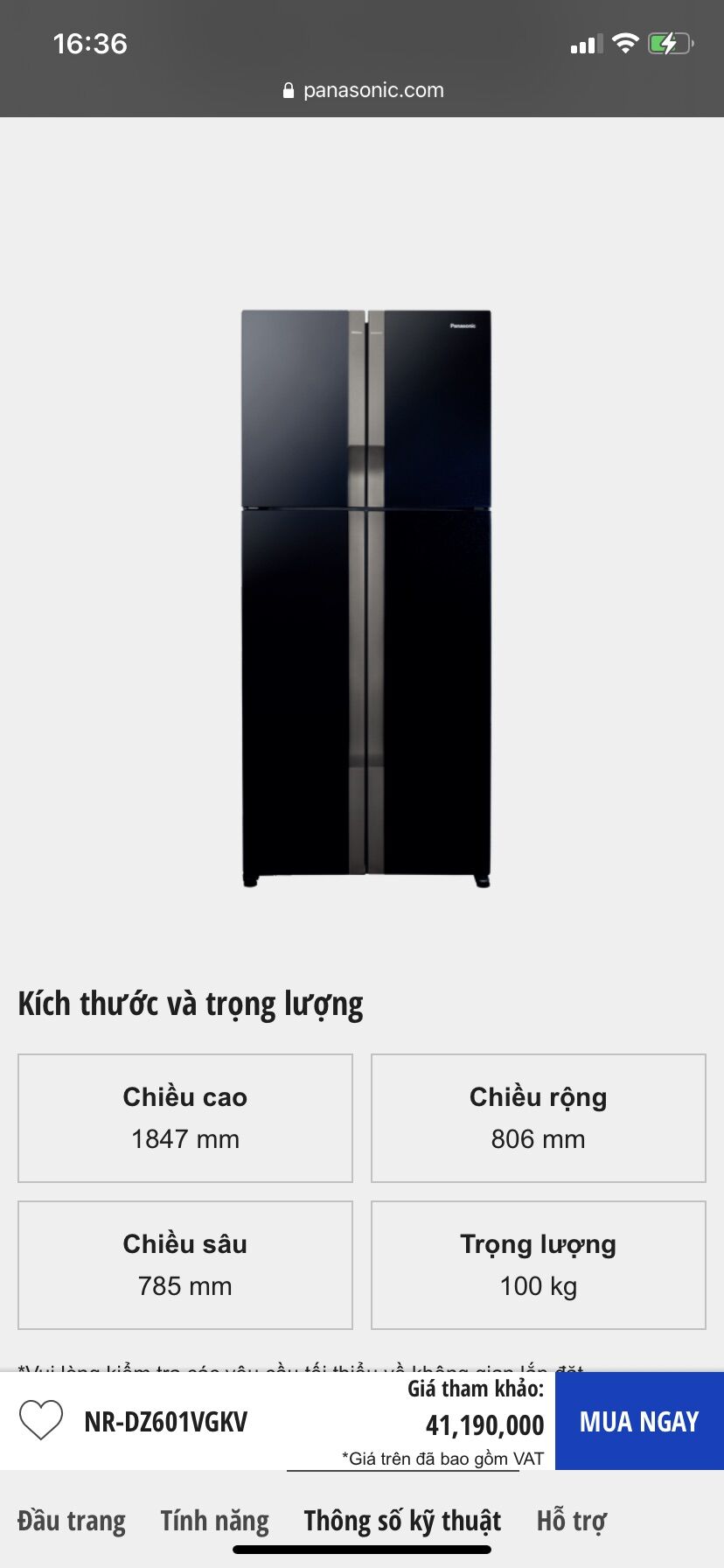 Tủ lạnh Panasonic NR-DZ601VGKV